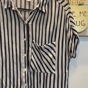 Striped Hi-Low Button Down